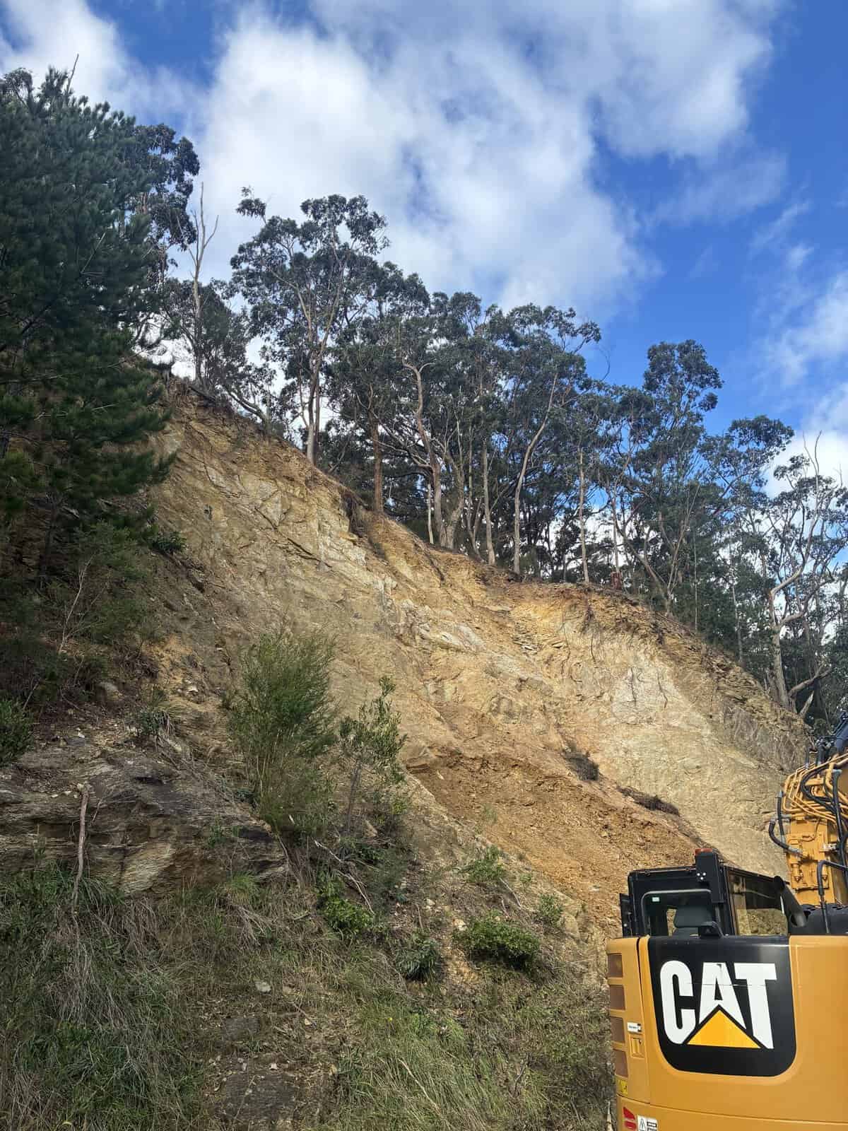 Excavation hillside rock cutting