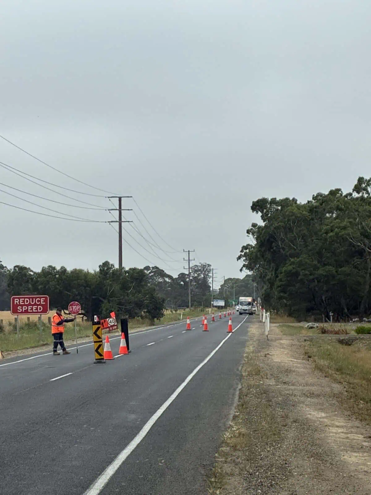 Traffic control roadside reduce speed