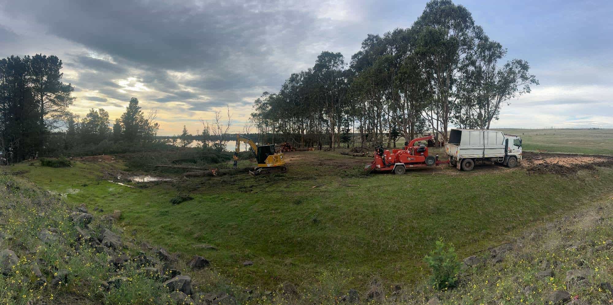 Chipper truck working a paddock